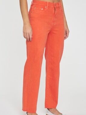 Vintage high-waisted Casual Corner corduroy pants bold burnt orange color sz 4